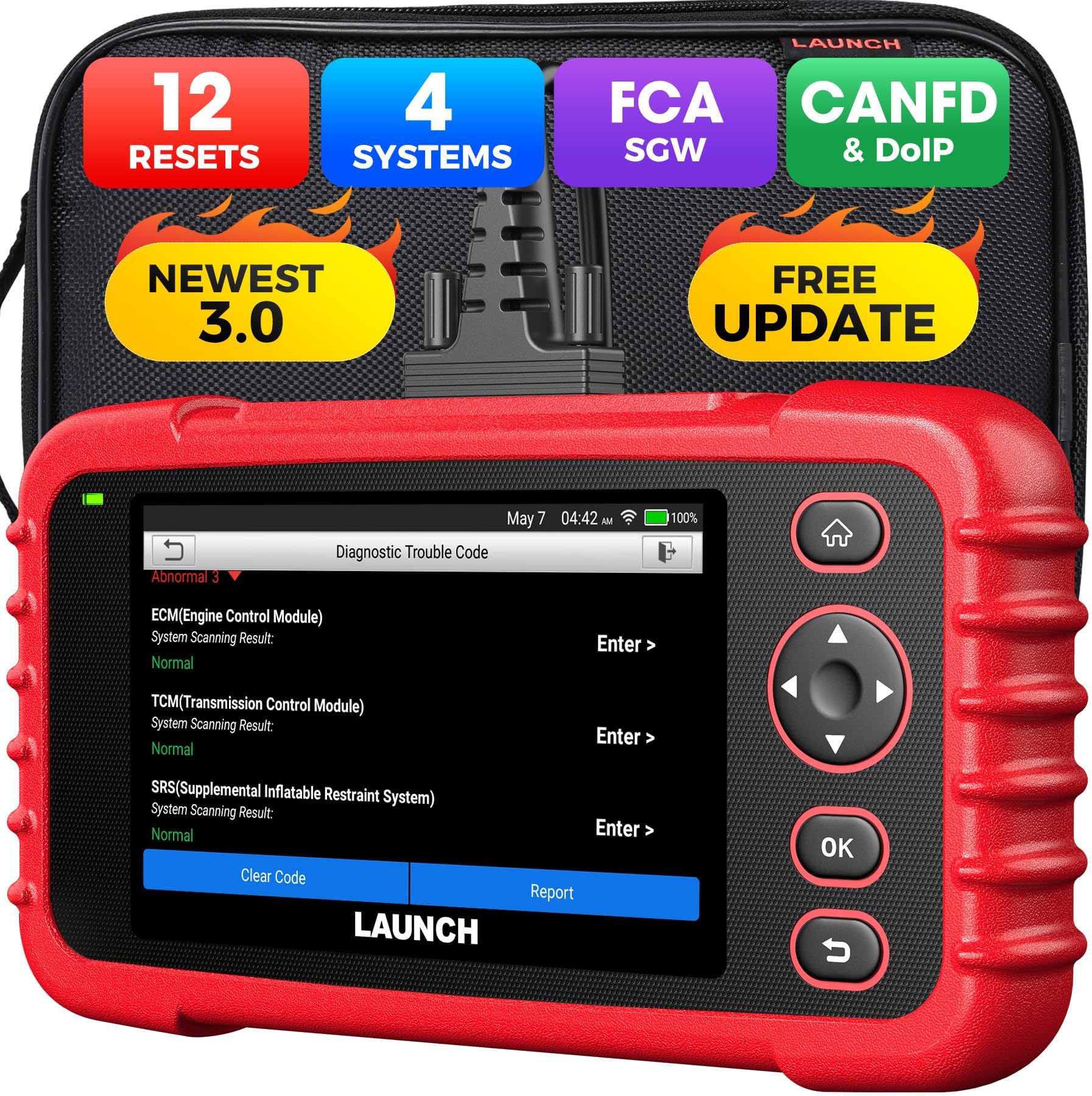 OBD2 Scanner LAUNCH CRP129X V3.0 Elite Scan Tool, Upgrade of CRP123X, 12 Reset Services, ABS/SRS/Transmission/Check Engine Car Code Reader, Lifetime Free Update, FCA AutoAuth & Auto VIN, CANFD & DoIP