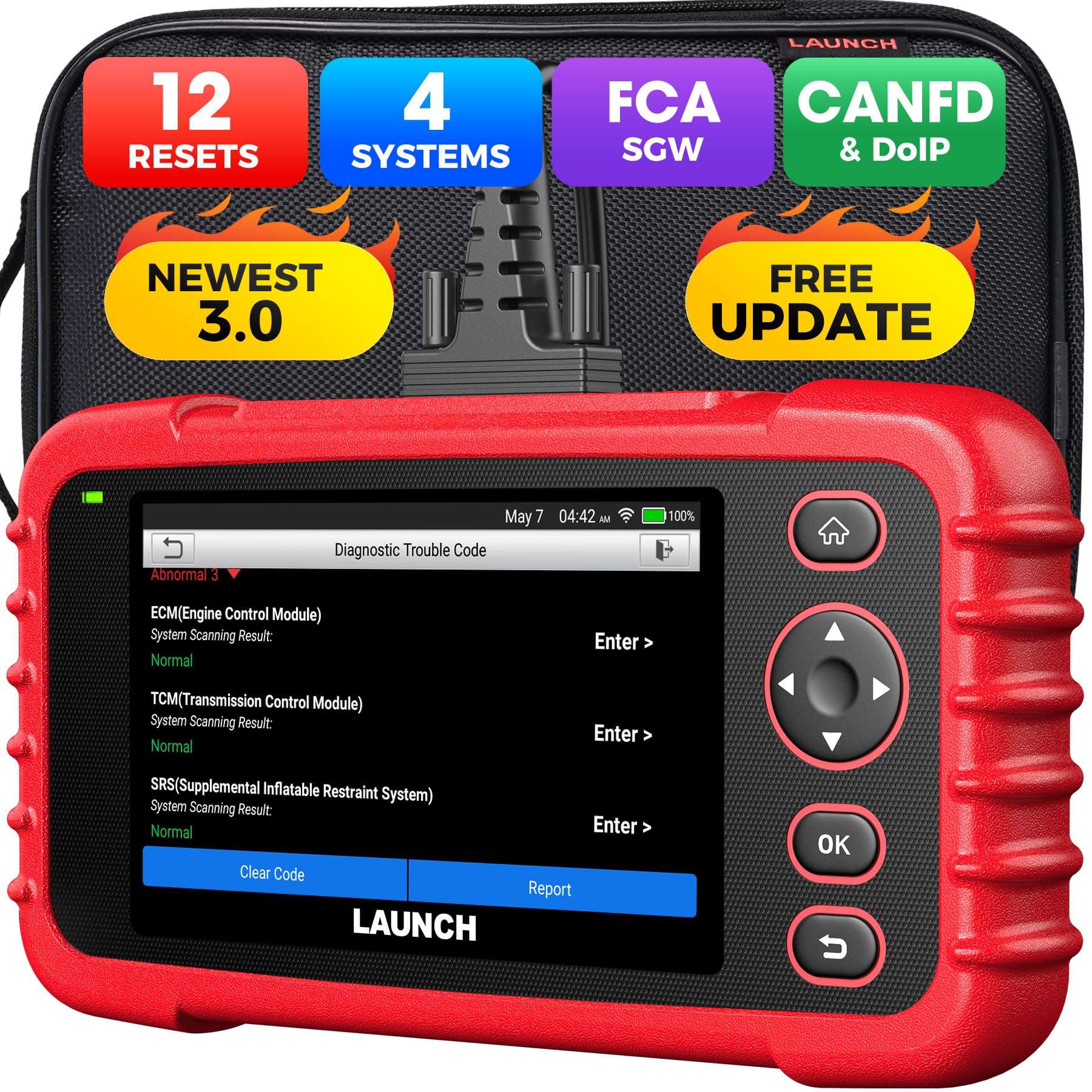 OBD2 Scanner LAUNCH CRP129X V3.0 Elite Scan Tool, Upgrade of CRP123X, 12 Reset Services, ABS/SRS/Transmission/Check Engine Car Code Reader, Lifetime Free Update, FCA AutoAuth & Auto VIN, CANFD & DoIP