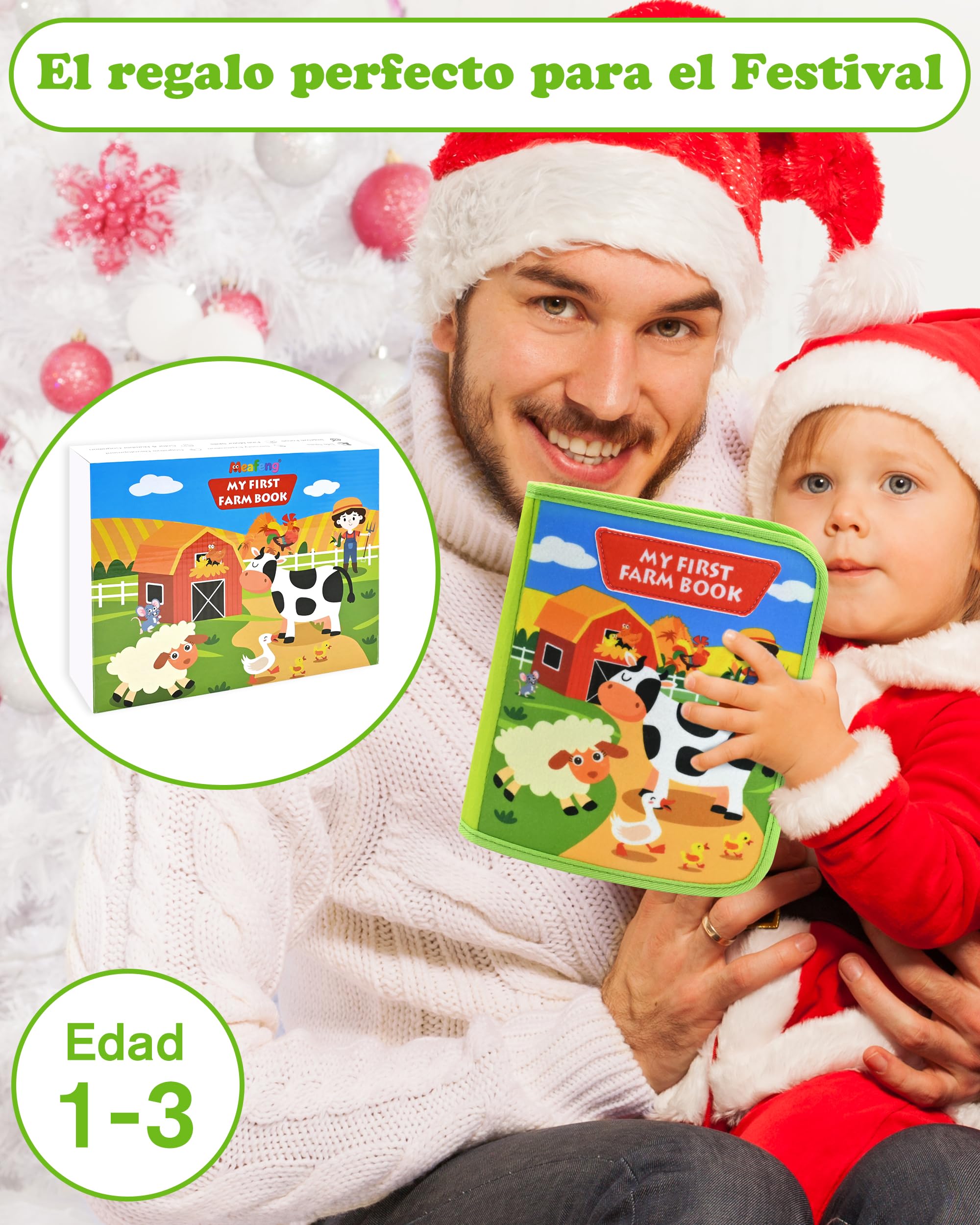 Meafeng Montessori 1 año, 20 en 1 Busy Board de Actividad, Libro Interactivo Juguetes Montessori para niños 1 2 3 4 5 6 años, 10 páginas Animales Granja — view 6