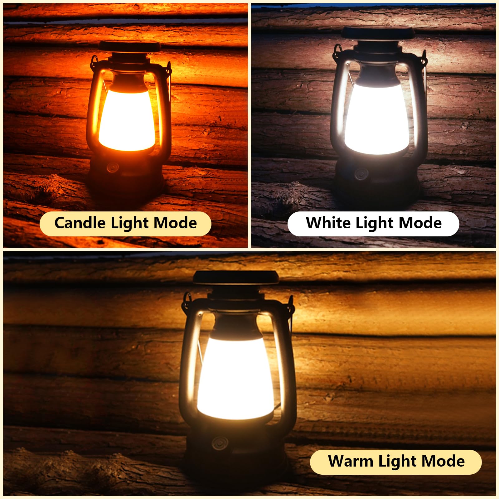 Luce Da Esterno Impermeabile 2 Lanterne LED Da Campeggio Ricaricabili - Impermeabili, Con Pannello Solare E USB - Kit Sopravvivenza Outdoor Kit Lanterna HBN - Foto 5