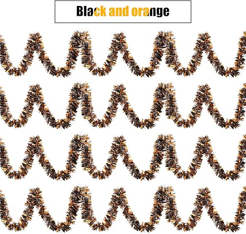 Miniatura 3 de WILLBOND 6 guirnaldas de oropel de Halloween de 39.4 pies/39.4 ft de espigas gruesas y brillantes, colores mezclados, metálicos, brillantes