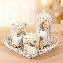 GoMaihe Set of 3 candle holders with heart tray