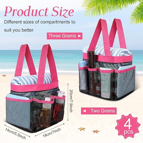Miniatura 2 de Hillban 4 unidades de malla para ducha, portátil, grande, con 8 bolsillos más profundos, para dormitorio universitario, artículos esenciales de