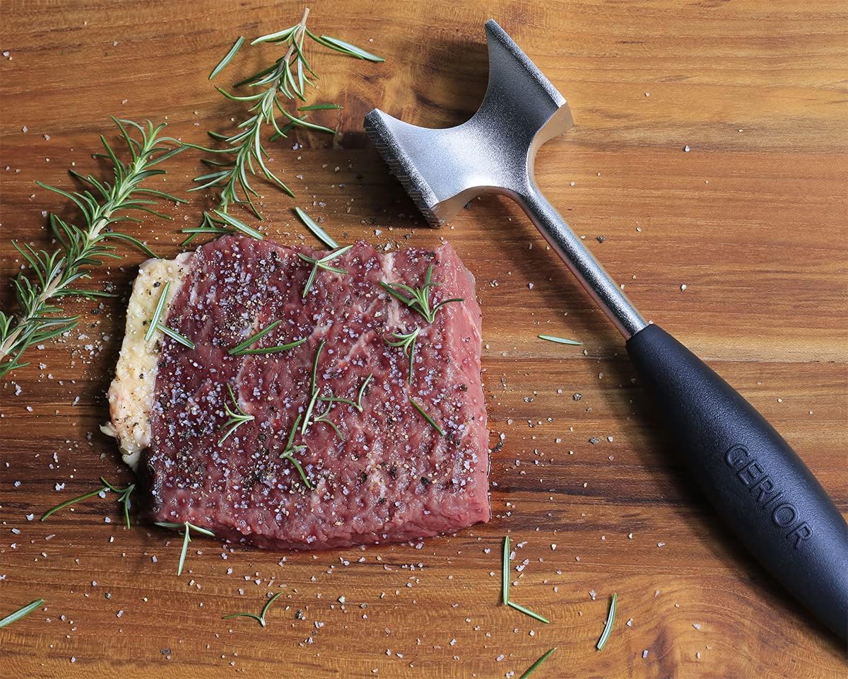 Meat Pounder and Mallet Tenderizer - Solid Cast Stainless Steel - Chicken Flattener Tool - Dishwasher Safe