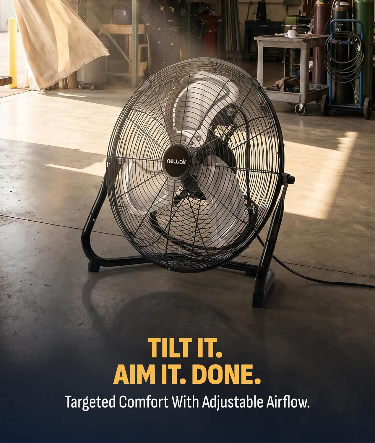 NewAir 18” High Velocity Floor Fan | Industrial Grade with 3,000 CFM Airflow, 3 Speeds and Heavy-Duty Metal Blades | Fan for Bedroom Garage, Gym & Home Use