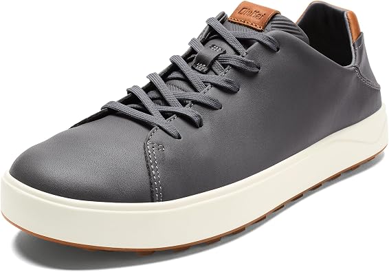 OLUKAI Waialae Mens Golf Shoes, Spikeless Golf Shoes, Supple Full-Grain Leather & Contoured Footbed, Waterproof & Stain-Resistant