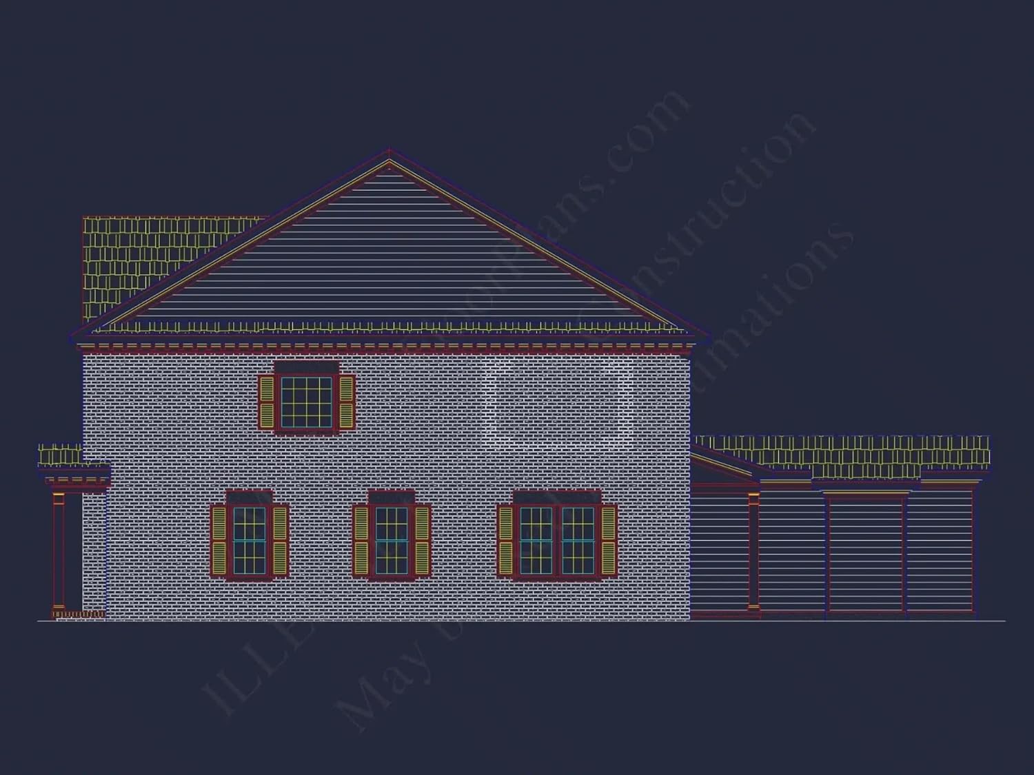 8-1395 BLDG 1 Townhouse Plan -Colonial Revival Home Plan - 3-Bed, 2-Bath, 1,942 SF