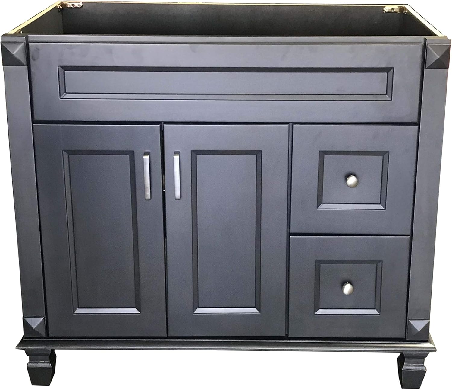 Carbon Metallic solid wood Single Bathroom Vanity Base Cabinet 36" W x 21"D x 32" H (RIGHT Drawers)