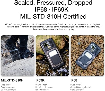 AGM G3 Rugged Android 15 Smartphone 25fps Thermal Camera 512x384, 12GB + 512GB, 5G Unlocked, 6.72 FHD Display, MTK 7300, Fast Wireless Charging, 10000mAh, Camping Flashlight/116dB Speaker (G3)
