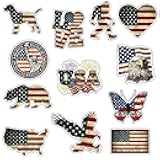 GTOTd American USA Flag 4th of july Accessories Decoration Fridge Magnet（12 Pack）Vintage Merch Party Supplies Gifts Cruise Door Room Decor Locker Magnetic Bumper Cabinets Sticker Decal Reusable Vinyl