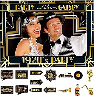 JeVenis 1920's Photo Booth Roaring 20s Photo Booth Props 40 Pcs Roaring 20s Party Decorations 1920s Photo Booth Props Gatsby Decorations Gatsby Party Props 1920 Party Decorations
