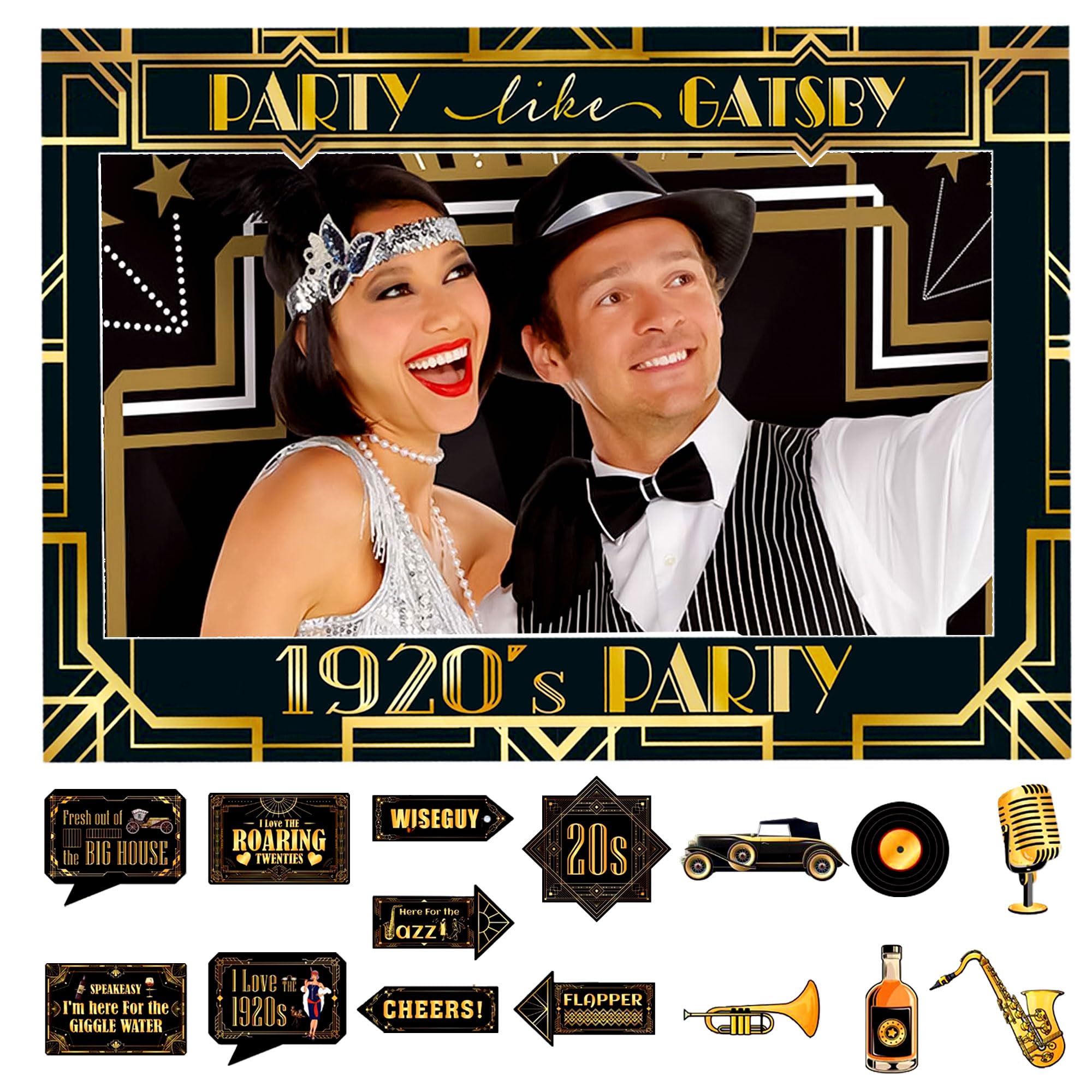 JeVenis Roaring 20s Photo Booth Props 1920s Photo Booth Props
