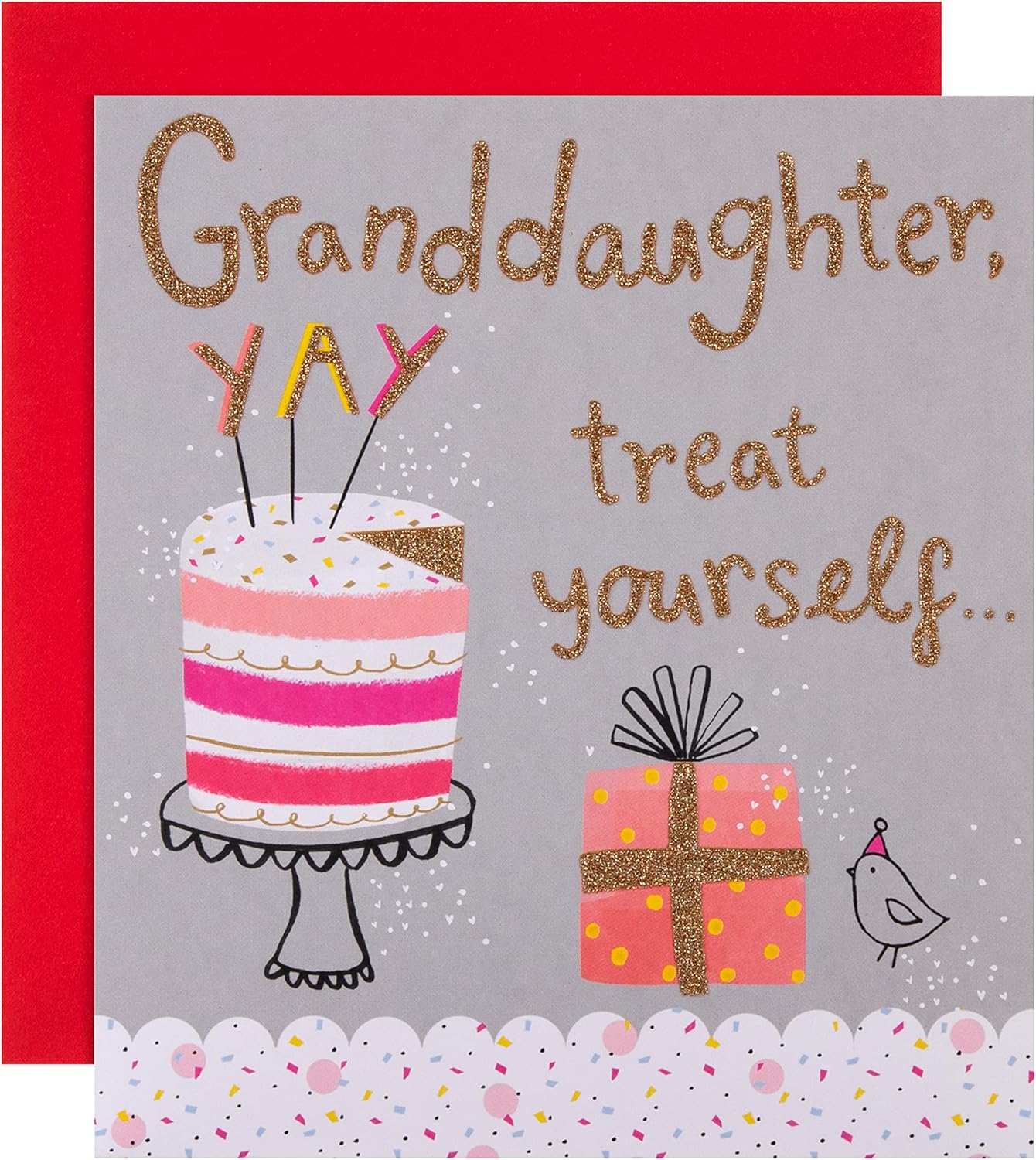 Hallmark Birthday Card For Granddaughter - Glittery Birthday Cake Design