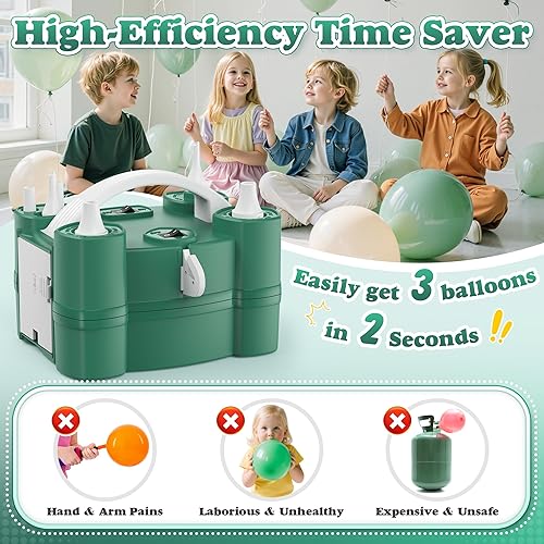 Miniatura 4 de Inflador eléctrico de globos 4 en 1 con puertos de inflado triples para todos los globos, máquina de llenado de aire para pelotas deportivas,