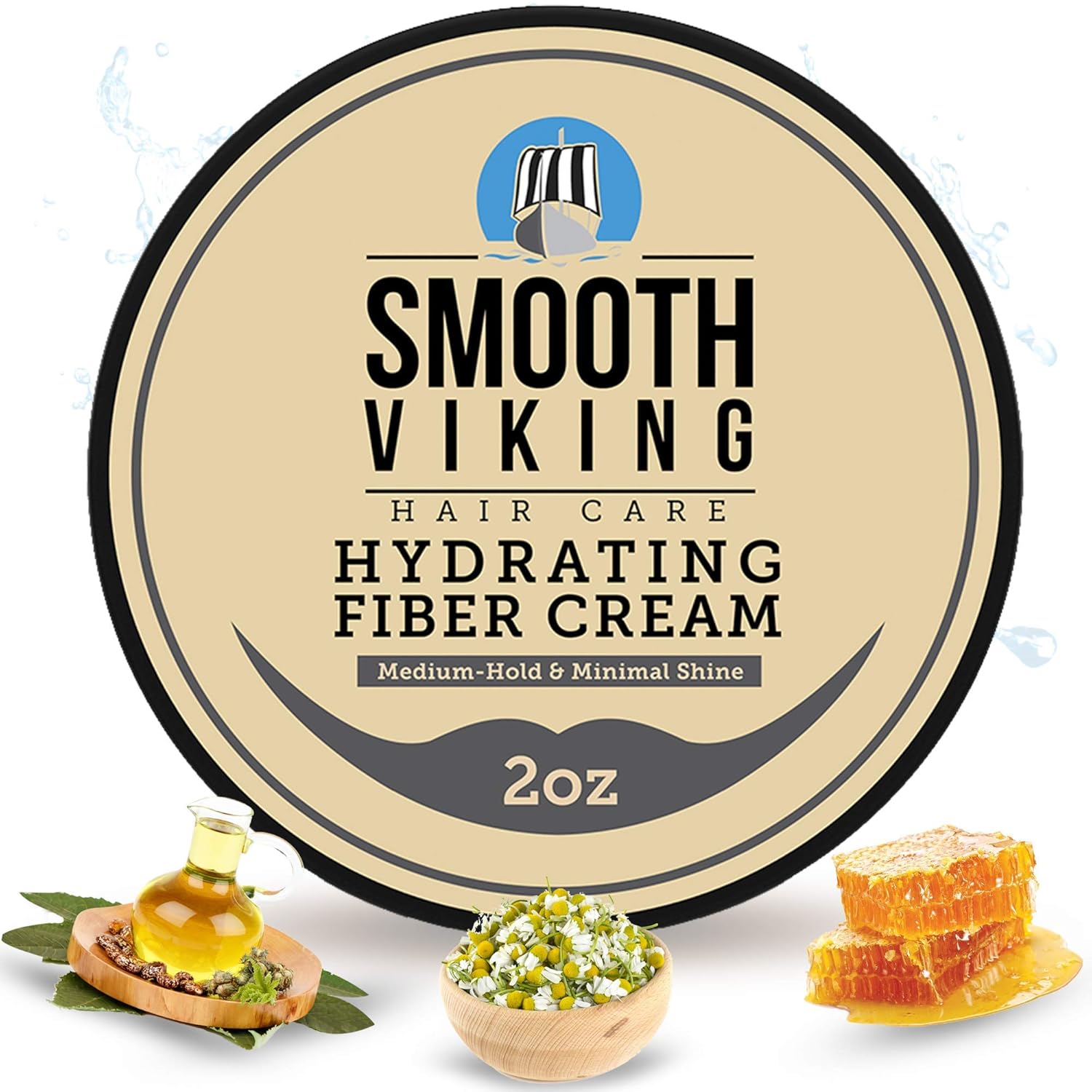 Smooth Viking Hydrating Fiber Cream for Styling and Boar Bristle Beard & Mustache Brush