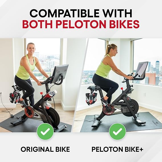 Exercise Bike Mat + Dual Function Toe Cages for Original Peloton Bike and Bike+ Bundle - Accessories for The Peloton Bikes