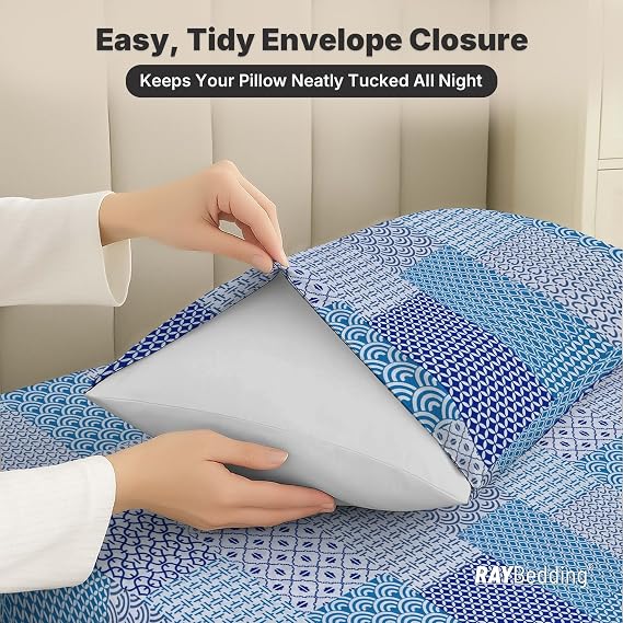 Double Microfibre Flat Sheet Set Printed with 2 Soft Matching Pillowcases