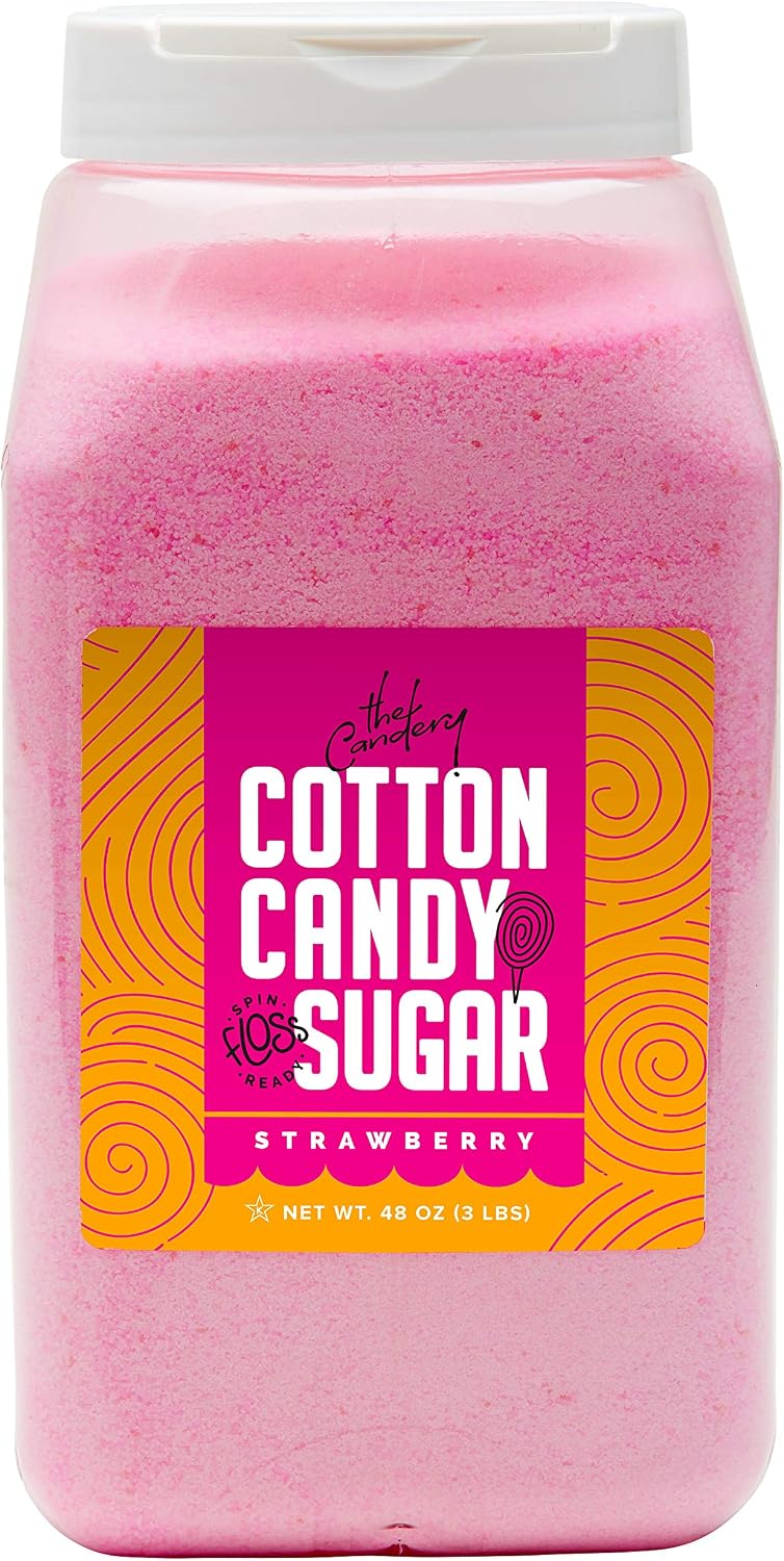 The Candery Cotton Candy Floss Sugar 6lbs 96oz jars- 2 Pack Strawberry and Raspberry