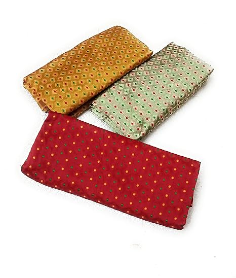 Silk-Cotton Blouse Piece Material for Women, Unstitched, Combo of 3 (1 meter each) - Navratri Special, Durga Puja Special, Oti Bharan, Ugadi Special -C50