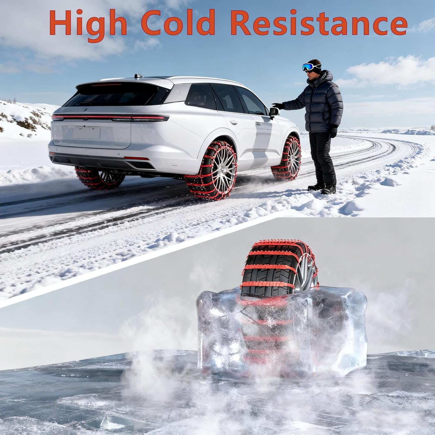 10/20/30/40/50/80/100 Pc Universal Reusable Anti-Skid Nylon Tire Chains, Portable Snow Tire Straps, 145-295mm Adjustable Temporary Tire Straps For For Snow Ice Mud (60PC)