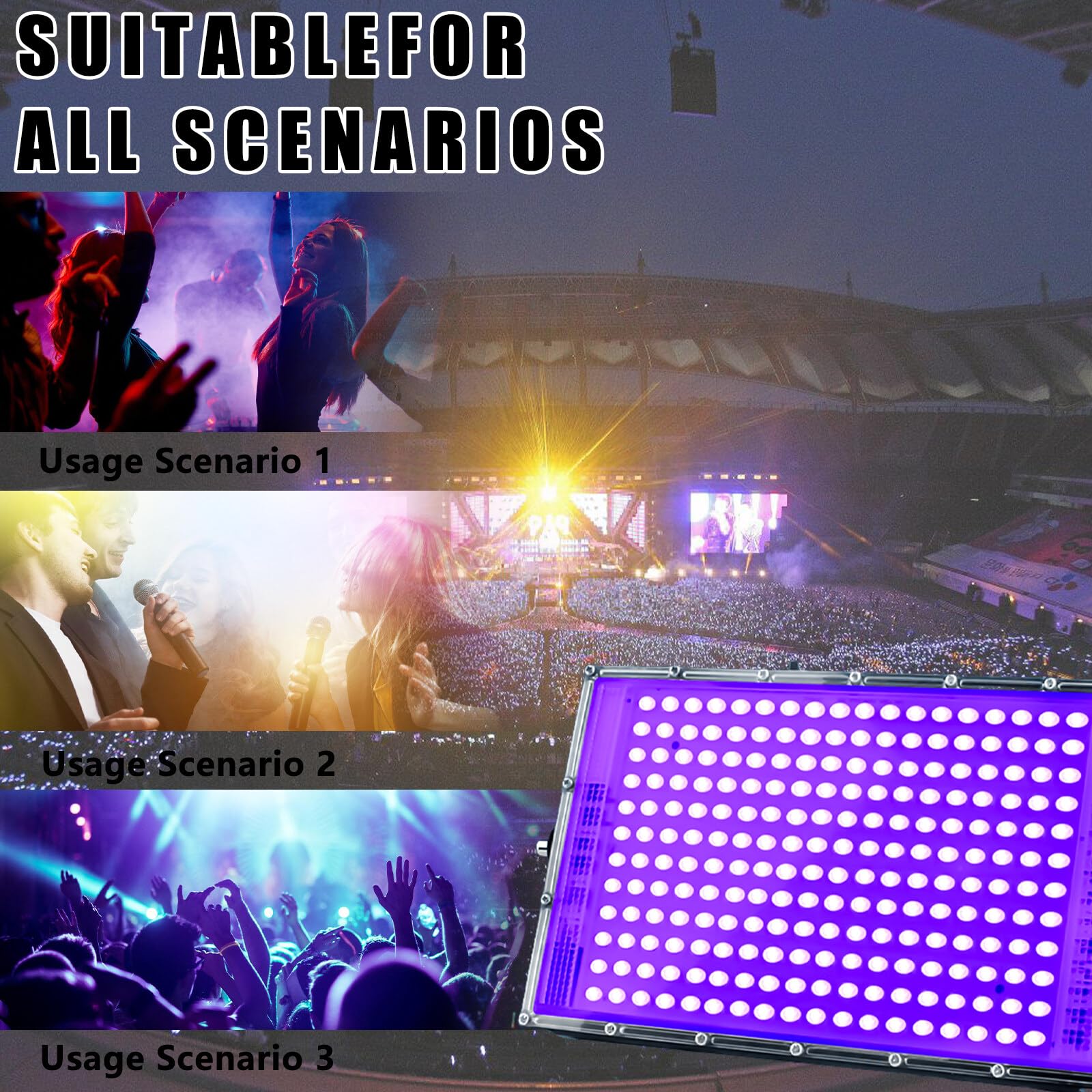 Leikurvo Luce UV nera 150 W Blacklight: 150 W LED UV faretto IP66 impermeabile luce nera UV con interruttore, adatto per feste di illuminazione palcoscenico e mostre d'arte