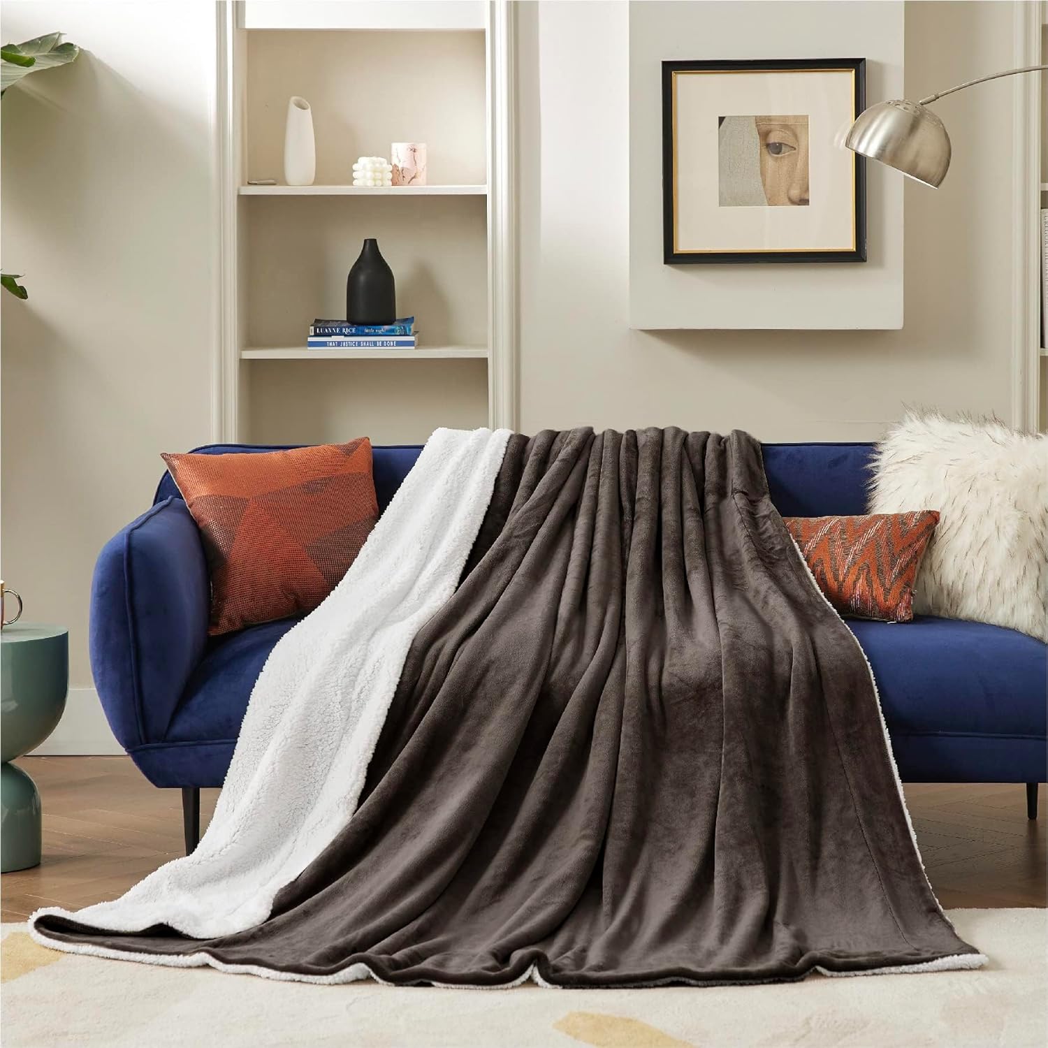 Bedsure GentleSoft Sherpa Fleece Twin Size Blanket for Couch, Non-Heated, Thick and Warm Throw for Women and Men, Soft Fuzzy Plush Twin Blanket for Winter, Brown, 60x80 Inches