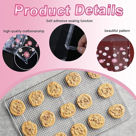 200PCS Clear Cellophane Bags for Cookies, Cookie Bags (10 X 10cm）