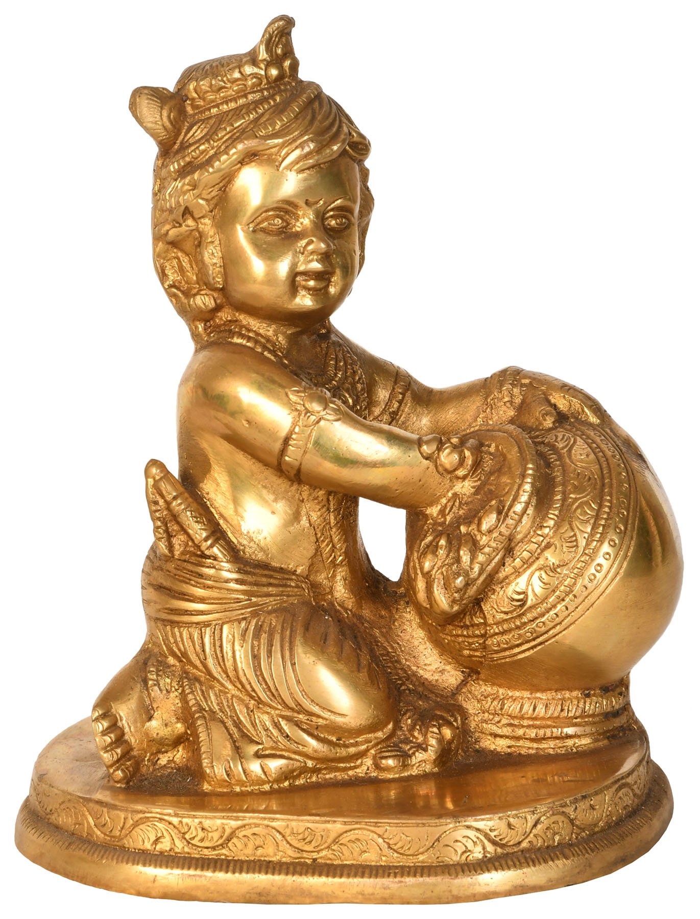 Statue en Laiton Jaune Objet Déco Asiatique Objet d'Art