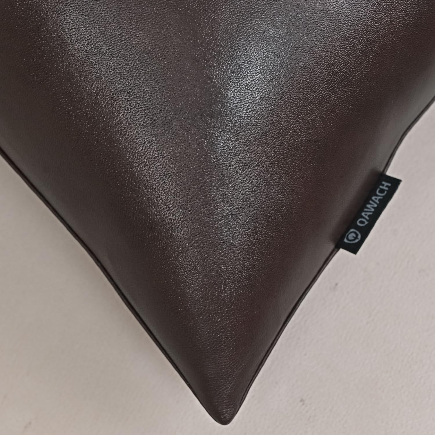 Lambskin Leather Pillow Cover - Sofa Cushion Case - Decorative Throw Covers for Living Room or Bedroom, 18 x 18 Inches - Brown Antique Box Pack of 1