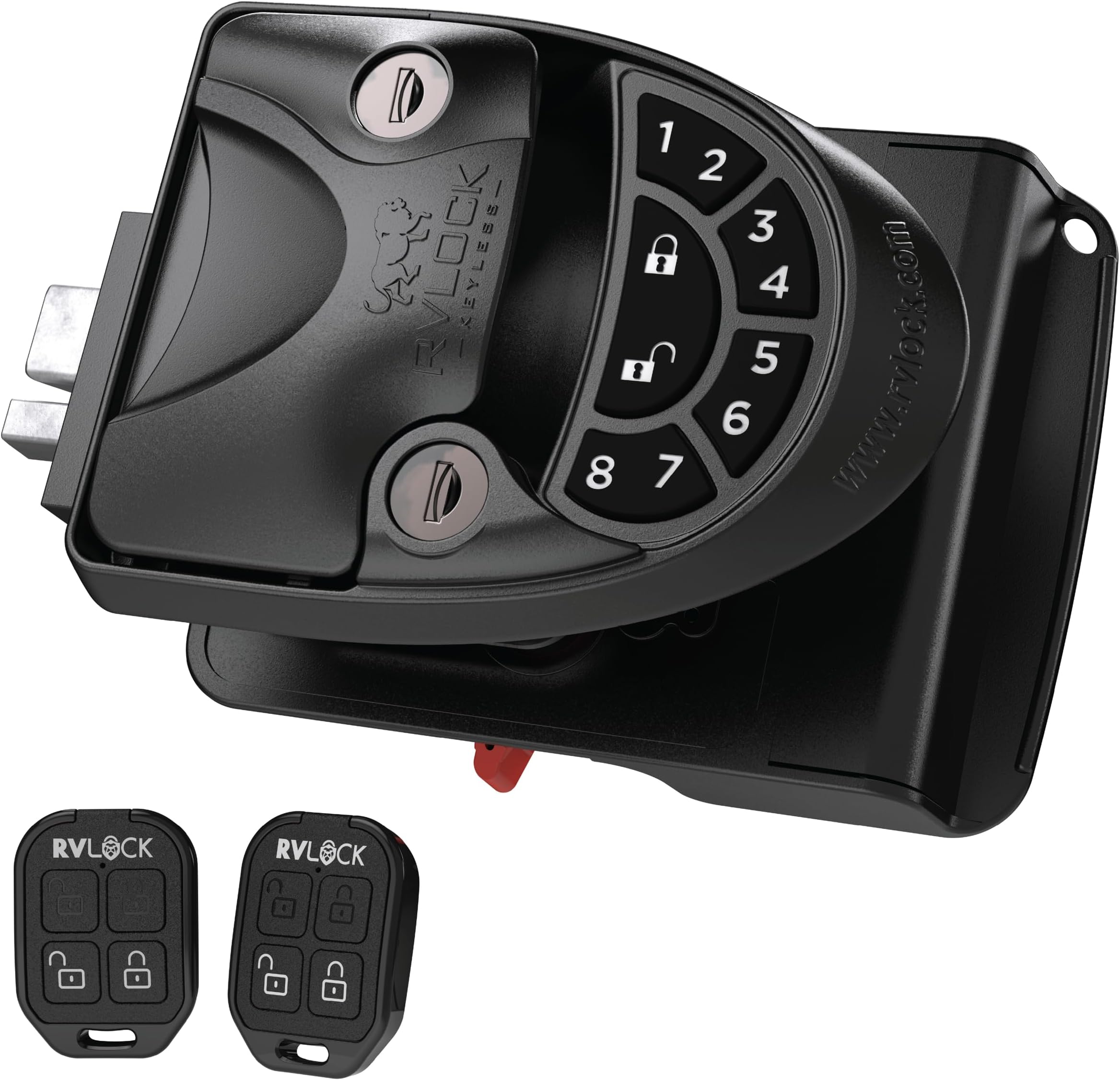 RVLOCK V4 Durable Metal RV Door Lock with Keypad and Remote, Premium Replacement for Trailers, Secure and Convenient Keyless Camper Door Lock Replacement, Patented Security Technology