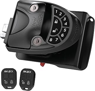 RVLOCK V4 Durable Metal RV Door Lock with Keypad and Remote, Premium Replacement for Trailers, Secure and Convenient Keyless Camper Door Lock Replacement, Patented Security Technology