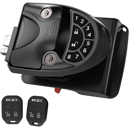 RVLOCK V4 Durable Metal RV Door Lock with Keypad and Remote, Premium Replacement for Trailers, Secure and Convenient Keyless Camper Door Lock Replacement, Patented Security Technology
