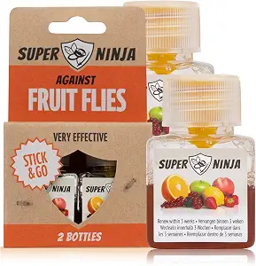 Super Ninja Fruit Fly Traps for Indoors, 2 Pack | Fruit Fly Killer for Home & Kitchen, Child & Pet Friendly, Upto 3 Weeks of Performance per Bottle - View 2