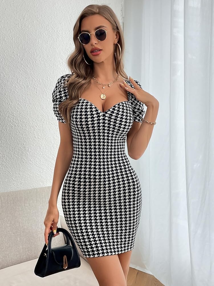 GLigeT Dresses for Women 2024 Sweetheart Neck Puff Sleeve
