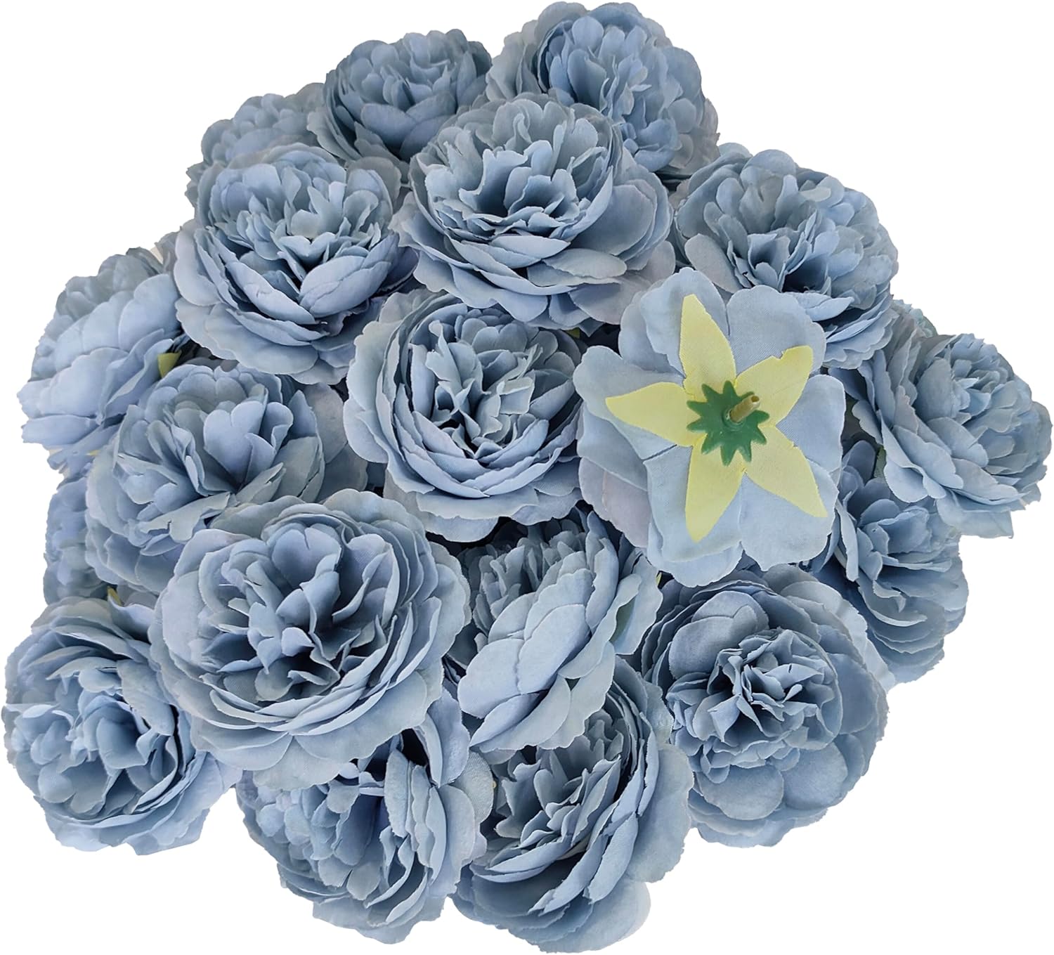 Grayish Blue Rose Flowers Artificial for Decoration,3.3'' Blue Silk Flower Heads,40 Pcs Grey Blue Rose Flowers, Silk Rose Heads Bulk,Satin Rose Heads No Stem for DIY Flower Well,Crafts Bouquest