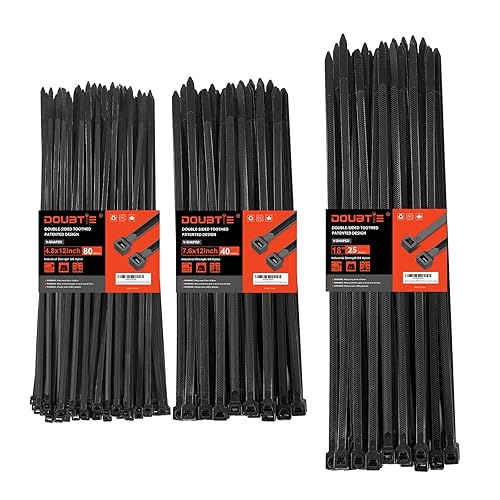 Zip Ties Heavy Duty ，12+12+18 Inch V-Shaped Toothed Double Sided