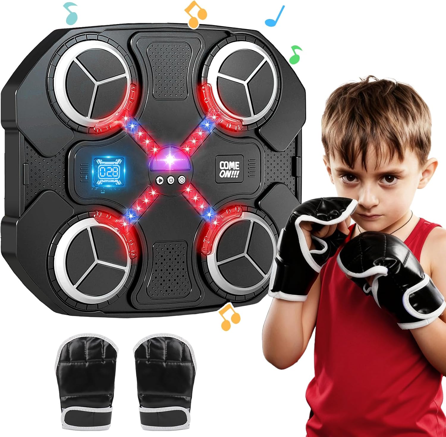 Music Boxing Machine for Kids, Wall Mounted Bluetooth Smart Punching Pad Kids Boxing Training Workout Equipment with Boxing Glove, Birthday Gifts Sport Toys for Boys Girls 5 6 7 8 9 10 11 12 Year Old - Image 8