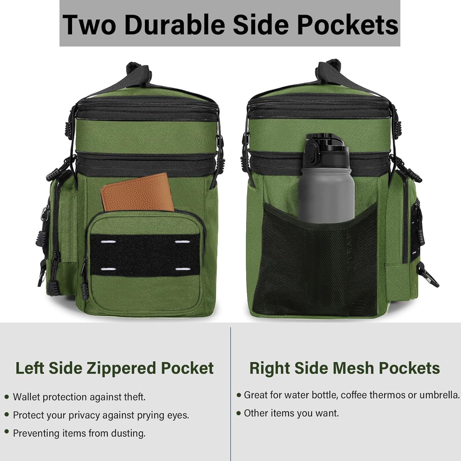 Expandable Tactical Lunch Box, Large Insulated Lunch Cooler Bag Heavy Duty Leakproof Lunch Pail for Men Adults Work Office Outdoor Picnic Trips,16L,Army Green - Image 2