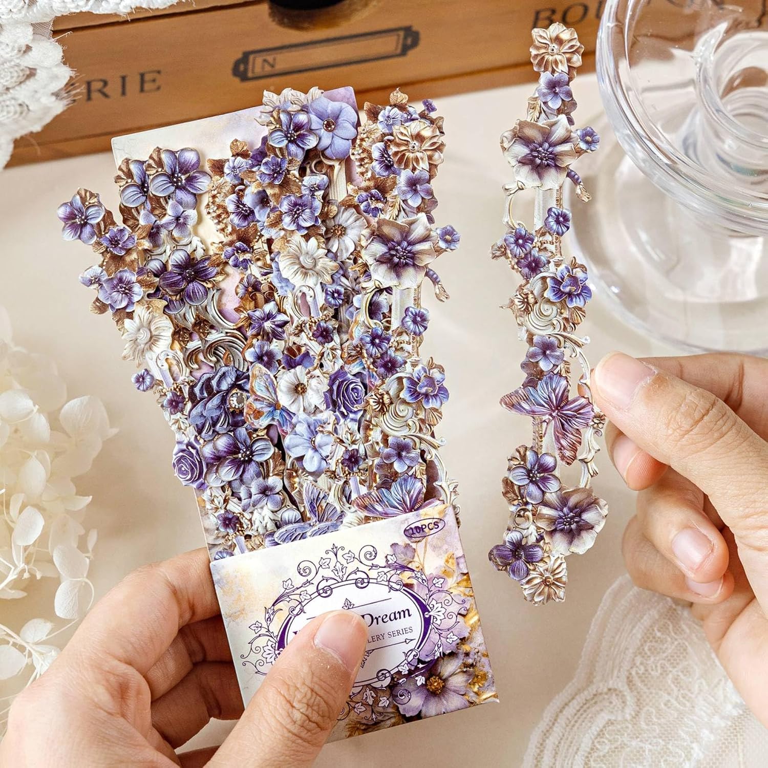 60PCS Scrapbook Paper Stickers, Aesthetic Flower Frame Cutout Scrapbook Supplies, Self Adhesive Decorative Paper Retro European Border Stickers for Journaling Supplies