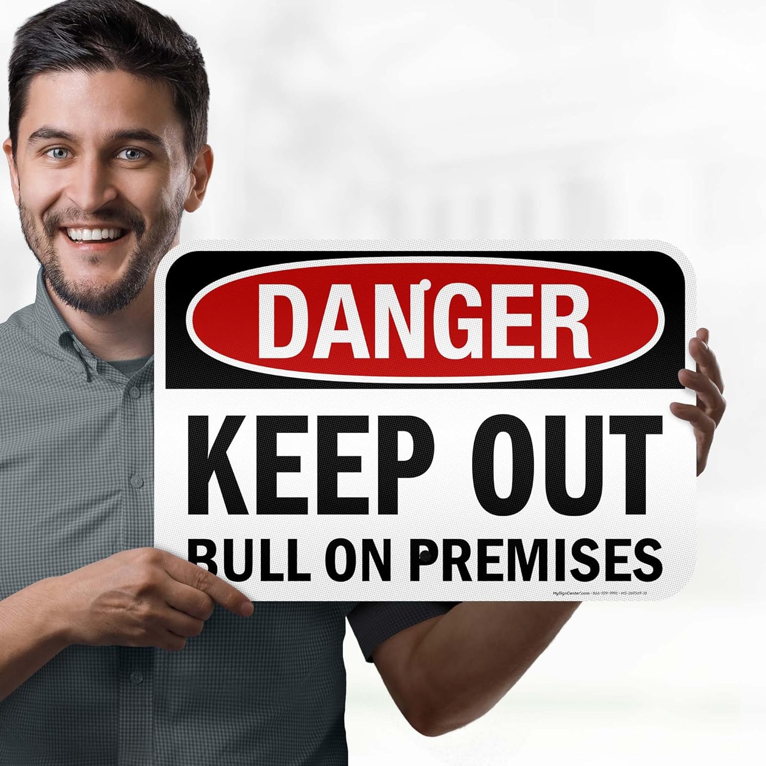 OSHA Danger Keep Out Bull On Premises Sign, 12x18 Inches, 3M EGP Reflective .063 Aluminum, Fade Resistant, Made in USA by My Sign Center