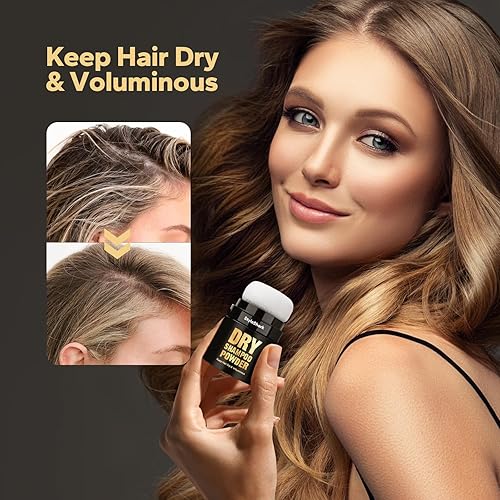 Miniatura 2 de Champú seco en polvo (0.29 onzas), champú seco en polvo voluminizador para mujeres y hombres, polvo de cabello de tamaño de viaje para un aspecto