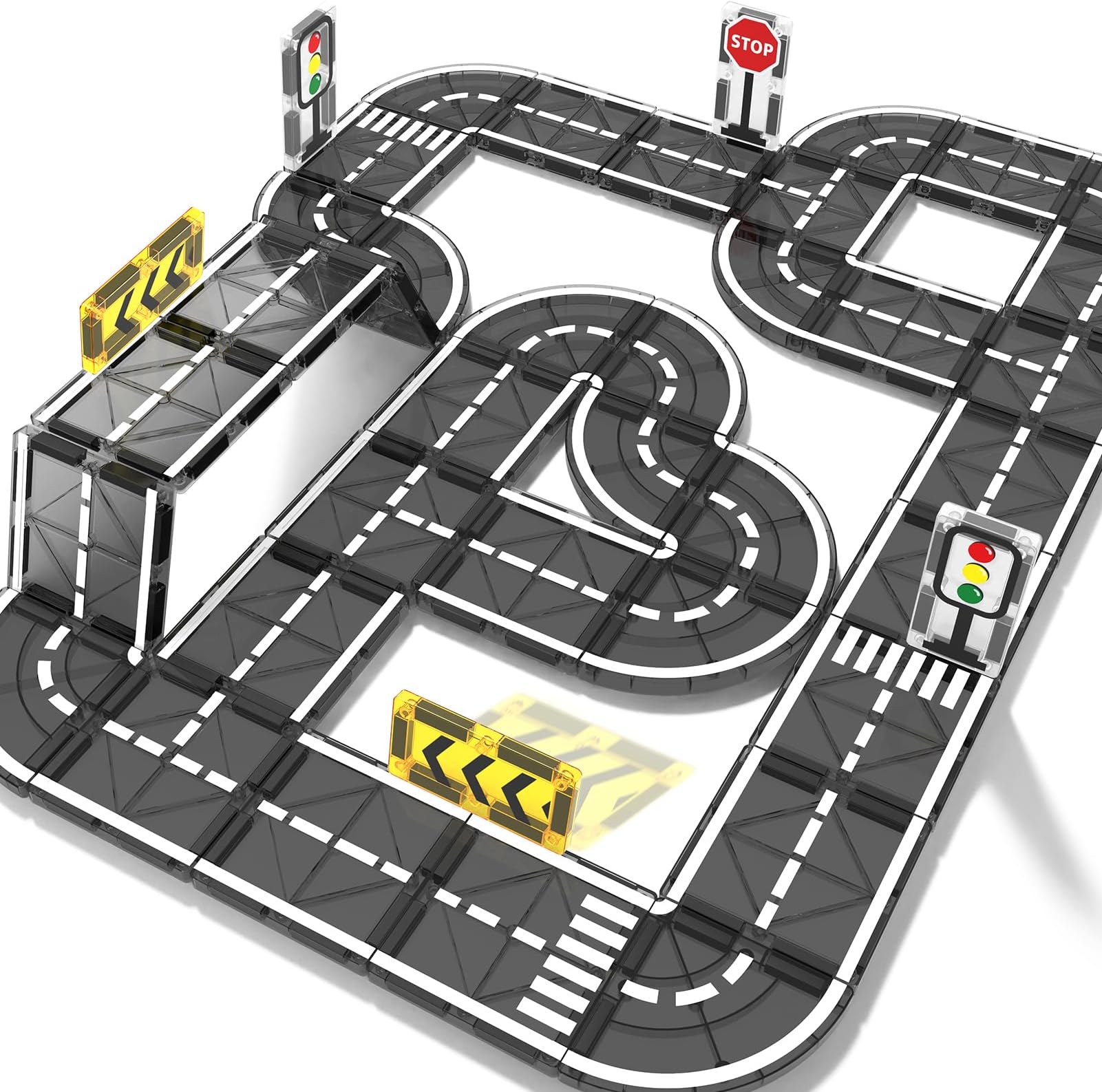 obakaer Magnetic Tiles Road Building Blocks Set, Magnet Tiles for Kids Ages 3-5 4-8 5-7,Montessori STEM Creativity Toys 3+ Year Old Boys & Girls Toddlers Christmas Birthday Gifts