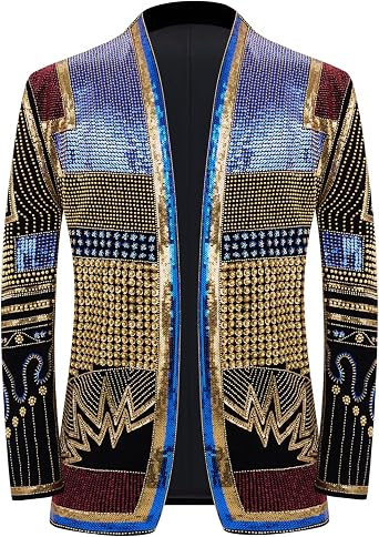 Mens Sequin Blazer, Floral Tuxedo Jacket, Lapel Suit for Party Wedding Banquet Prom