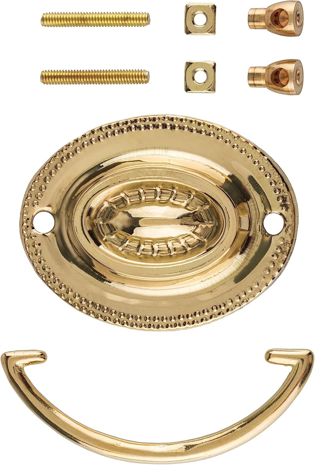 Hepplewhite Brass Drawer Bail Pull | Centers: 2-1/2" | Handle for Antique Cabinet Door, Dresser Drawer, Desk | Reproduction Furniture Hardware | UA-875-PB
