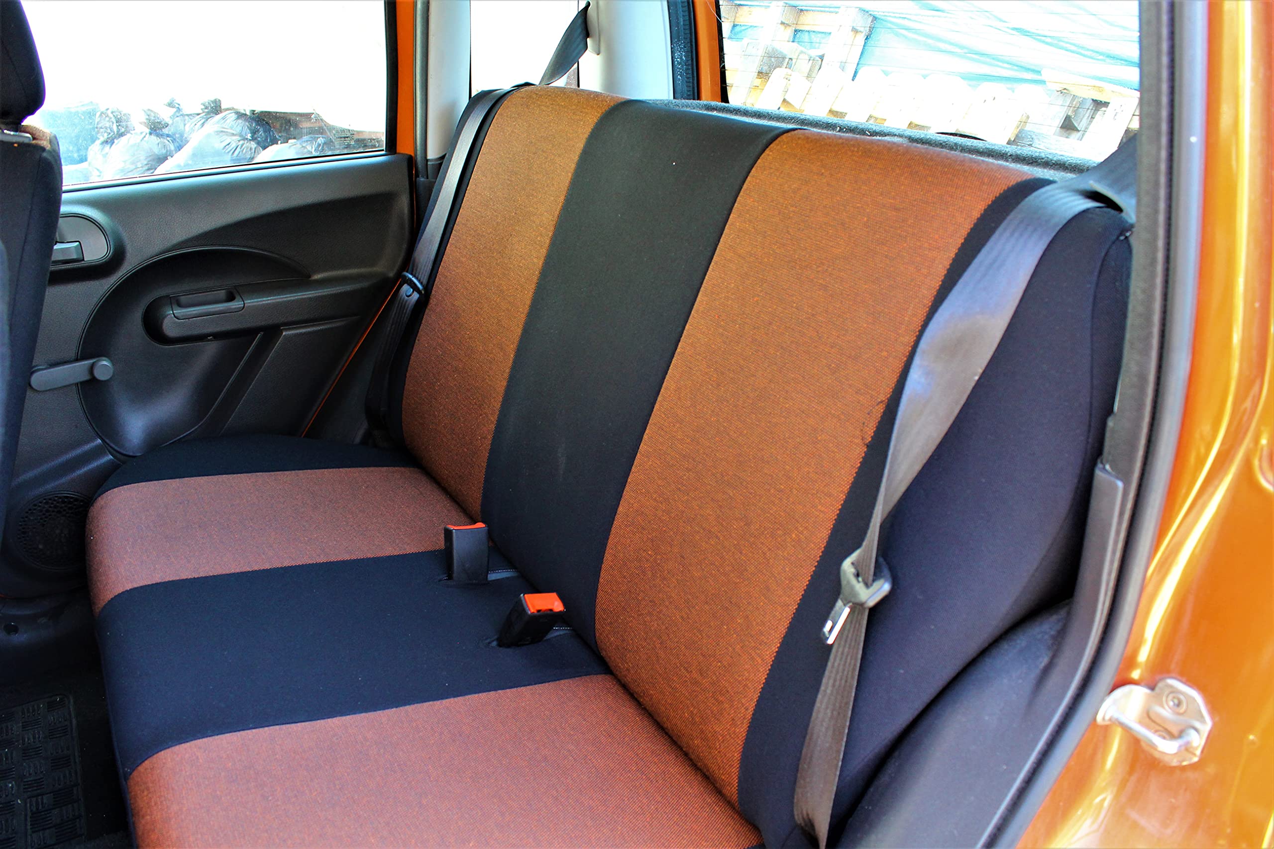 Italfodere - Coprisedili in Tessuto Compatibili con Fiat Panda 2003>2011 II Serie - Anteriori e Posteriori - Facili da Installare - Protezione Totale per i Sedili - Accessori Auto Interni - Arancio