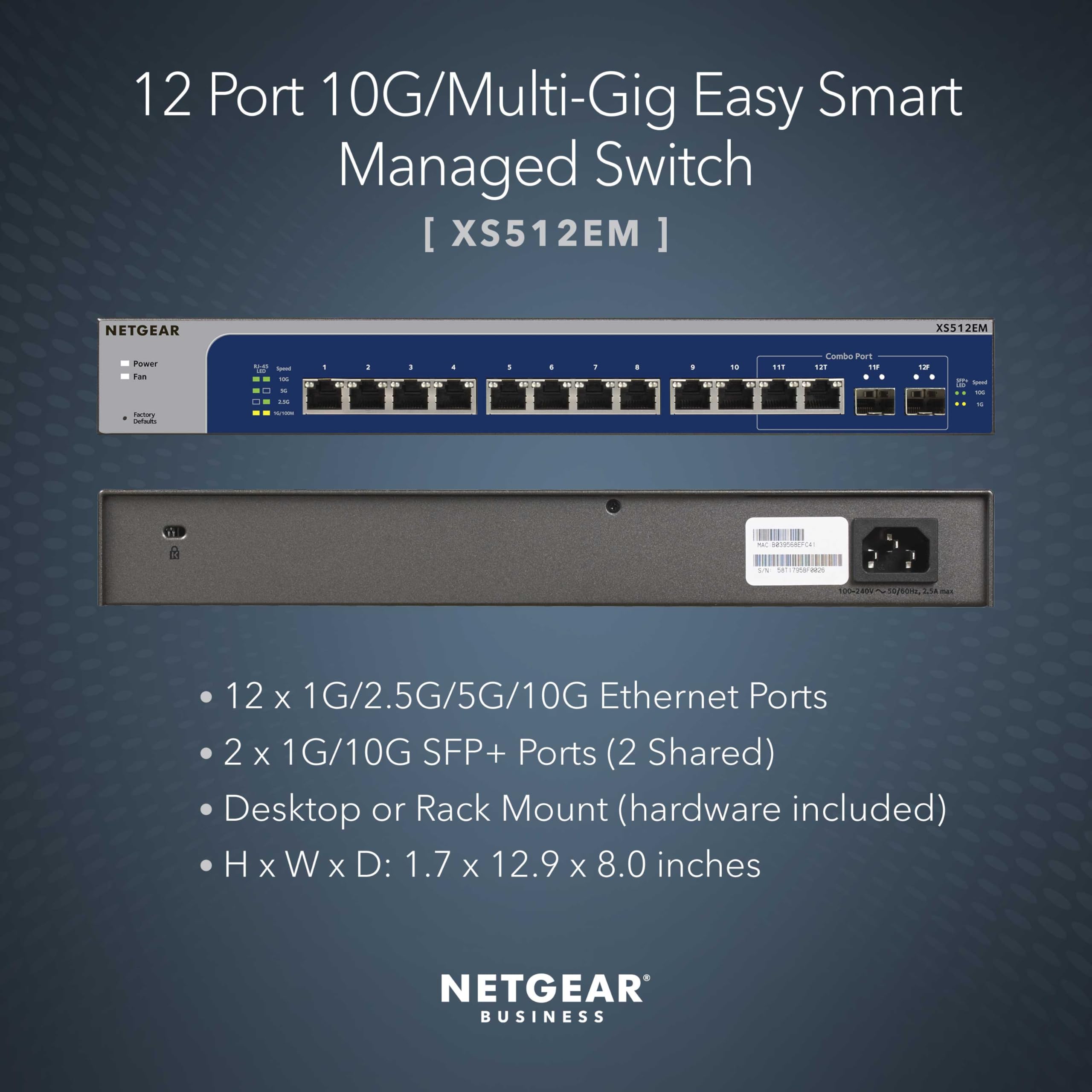 Amazon.com: NETGEAR 12-Port 10G Multi-Gigabit Easy Smart Managed 