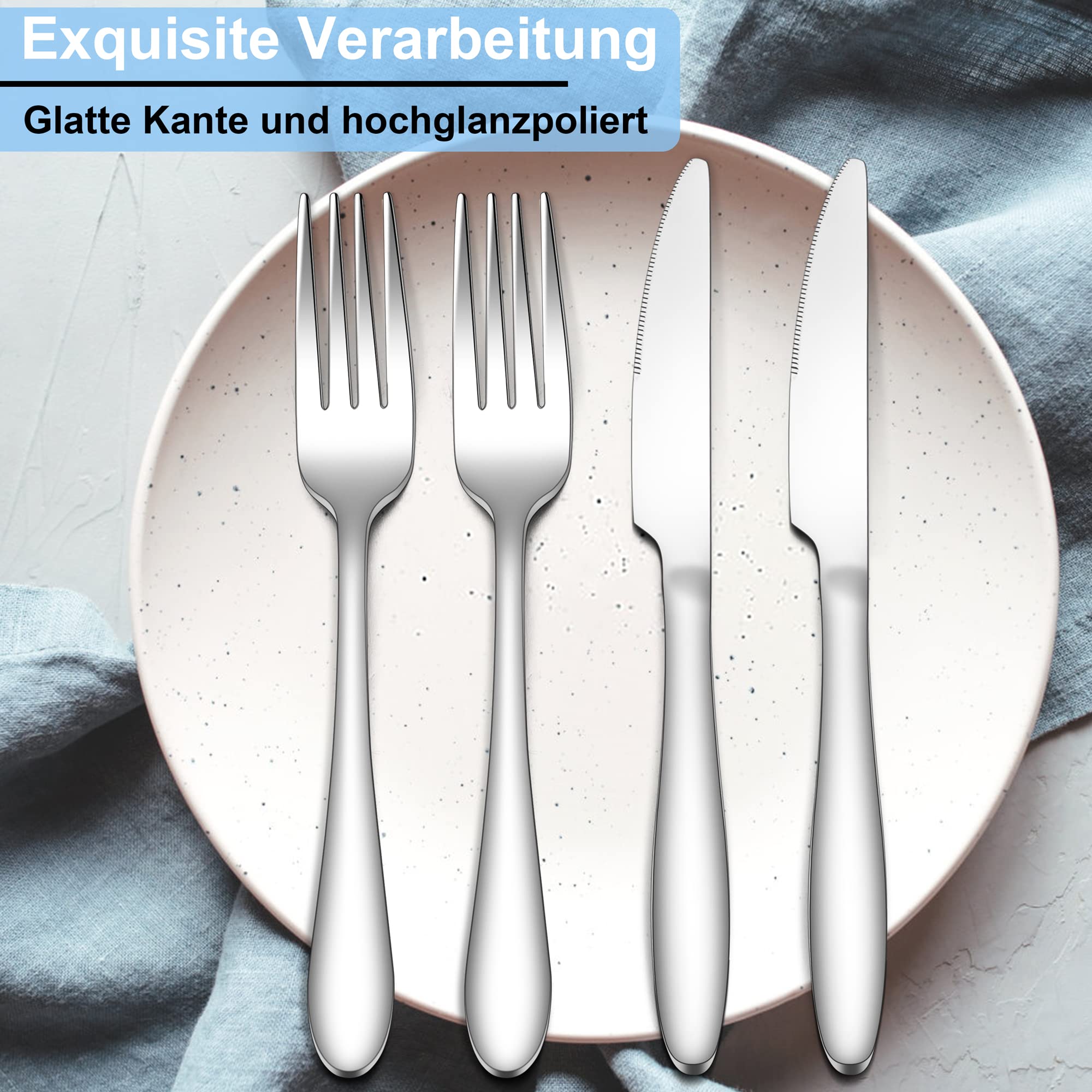 Herogo Set di posate da bistecca, 12 pezzi, coltello da bistecca e forchetta da bistecca per 6 persone, elegante set di coltelli da tavola per casa, feste, ristorante