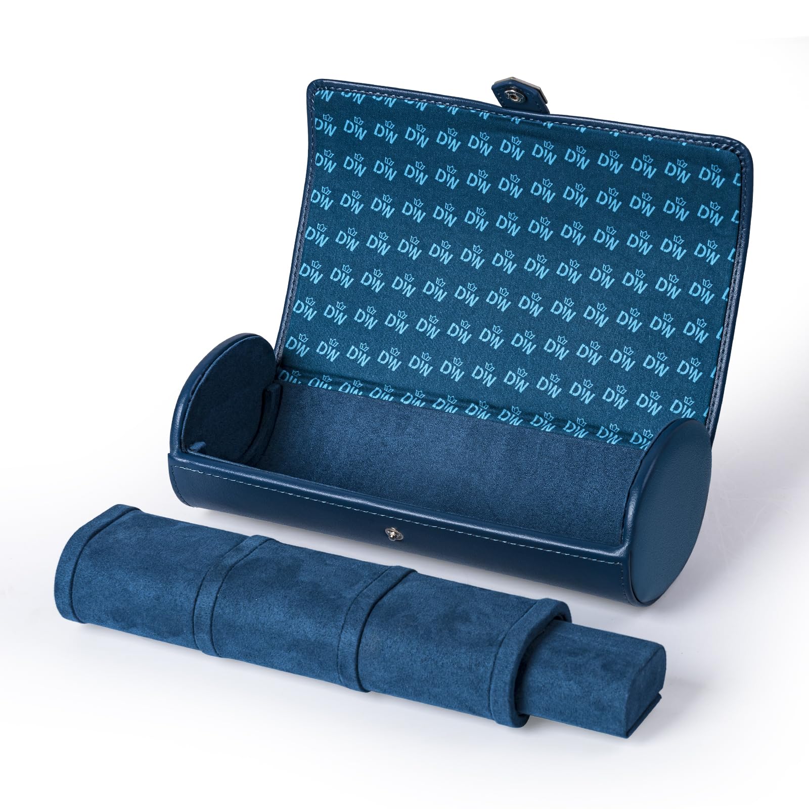 XTELARY Rullo per orologi 3 orologi, custodia da viaggio con cuscino rimovibile per uomo e donna, vetrina in pelle per collezioni di orologi e regalo per anniversario o compleanno (blu portaorologi)