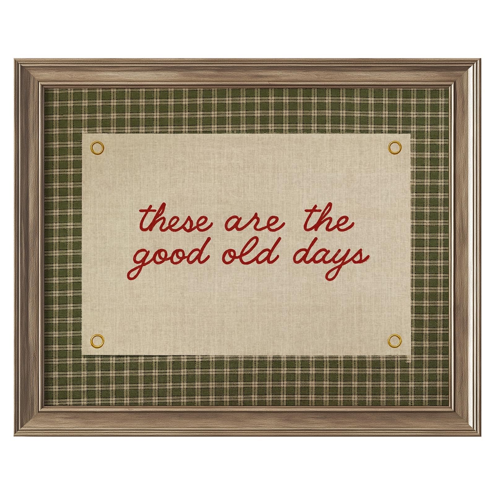 These Are the Good Old Days Wall Art Print, Rustic Farmhouse Quote Print, Vintage Plaid Pattern Inspirational Decor, Cozy Country Home Artwork, Unframed Retro T