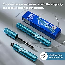 Volumizing Mascara for Older Women 60 Plus - Lengthening & Thickening Formula, Smudge-Proof, Clump-Free, Waterproof Mascara for Thin Lashes, Ultra-Defining Lash Lift for Mature Eyes (Black, 1)